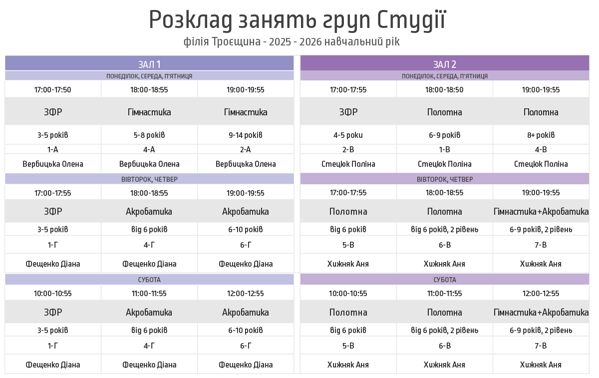 розклад сільвео студіо на троєщині